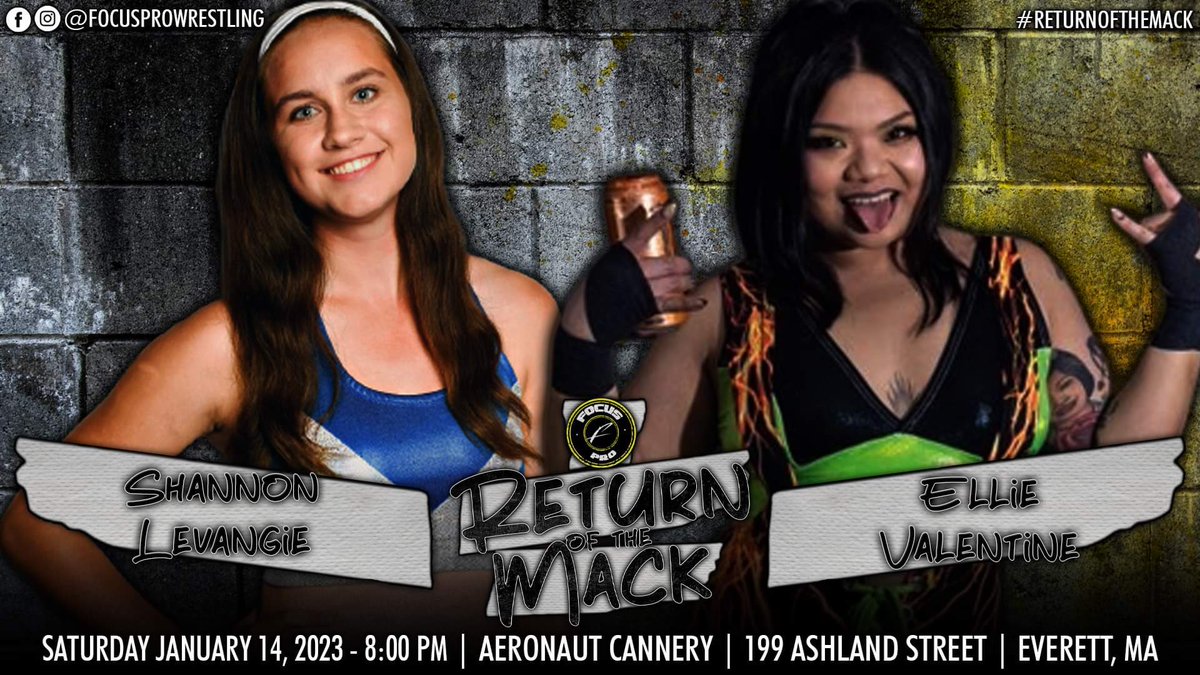 @shannonlevangie vs @777VLNTN777 on January 14 LIVE at the @aeronautbrewing Cannery in Everett, MA! 
#wrestling #aeronautcannery #aeronautbrewery #aeronautcannerywrestling #brewerywrestling #barfight #bostonevent #localbeer #returnofthemack #everettma #localbrewery