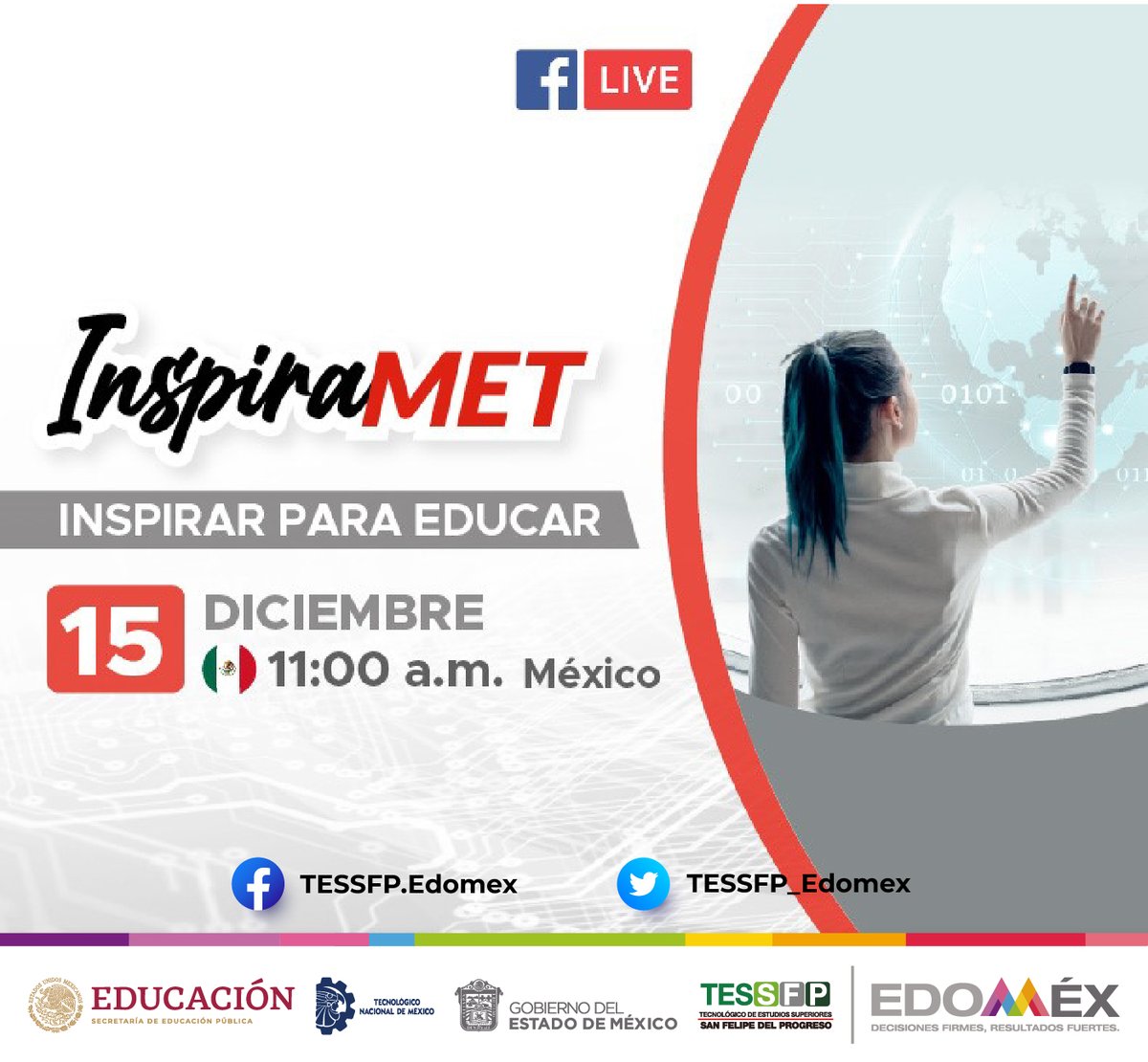 escuela_181's tweet photo. A toda la #ComunidadEstudiantil de la #EPO181 🎒, se les invita al evento #InspiraMET el próximo 15 de diciembre a las 11:00am🇲🇽., “Inspirar para educar”.
📲Realiza tu registro aquí: https://t.co/u2m7bQAdX6 https://t.co/UgW1Qa5w0P