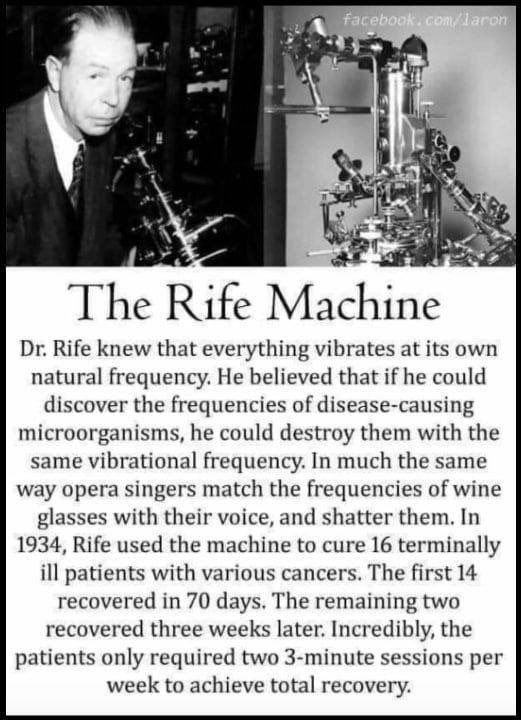 #RIFEMACHINE 1934 Cures #Cancer …