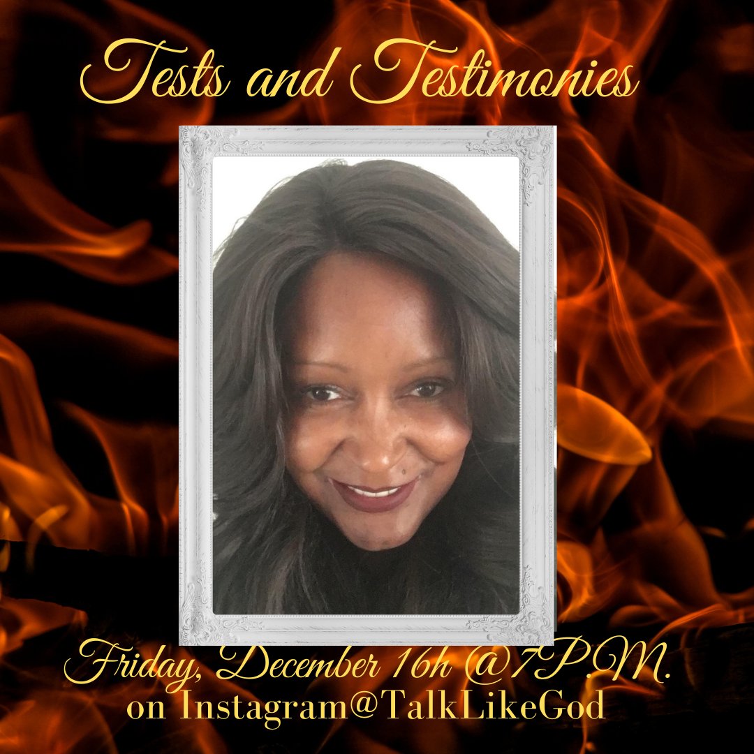 TALKLIKEGOD's tweet photo. Watch Andrea Brown @the_one_thing_1  share a testimony on Tests and Testimonies Friday, December 16th @7pm EST.

#TestsandTestimonies #Godslove #Godshelp #truesurrender #TalkLikeGod https://t.co/Sn32cOiuff