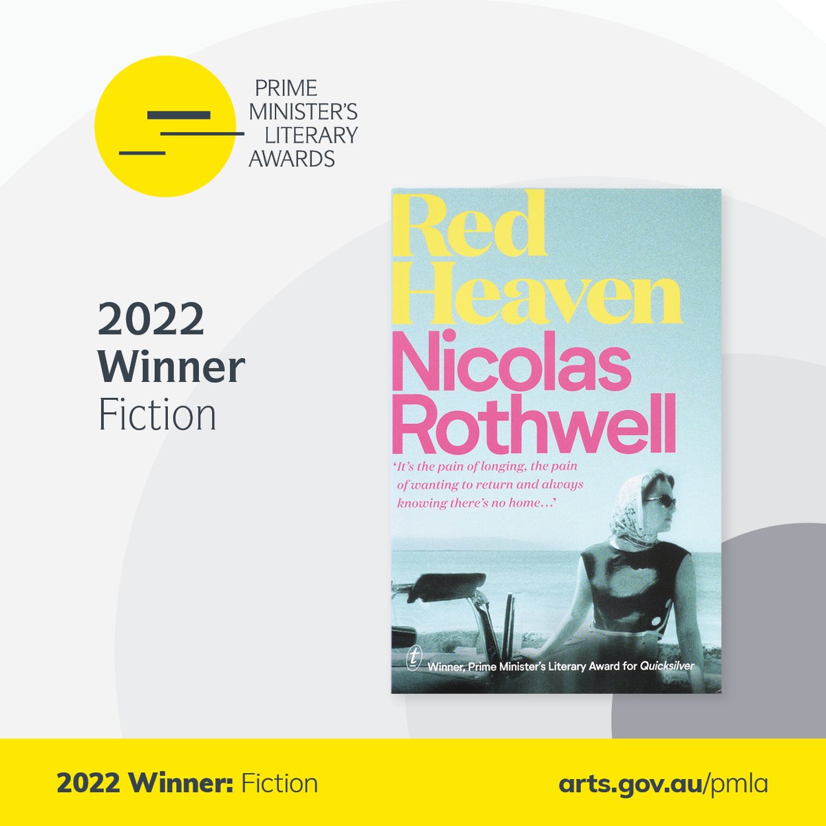 AusGovArts's tweet photo. Congratulations to Nicolas Rothwell, winner of the #PMLitAward for Fiction for his novel ‘Red Heaven’ 👏

@text_publishing https://t.co/AXycxyr26Q