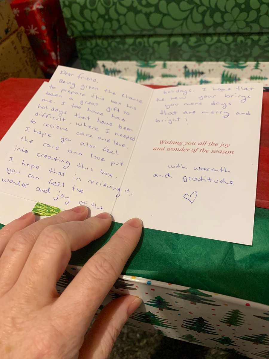 lstewy's tweet photo. Inspecting shoeboxes tonight, to send off to one of our agency partners, and this one got me.  #HamOnt, you are so, so kind!  ♥️🥹 

We are accepting shoeboxes at our drop-off locations until this Friday.  Help us spread kindness this holiday season! 🎁  @HamShoebox https://t.co/t7TpXfrdWI
