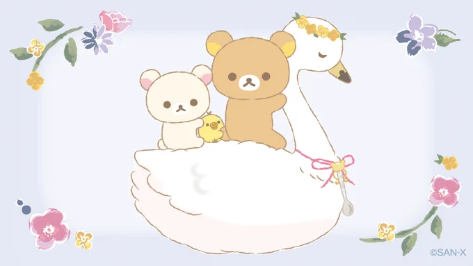 スワンさんの背中でぷかぷかとっても気持ちよさそう#スワンと金色の花 