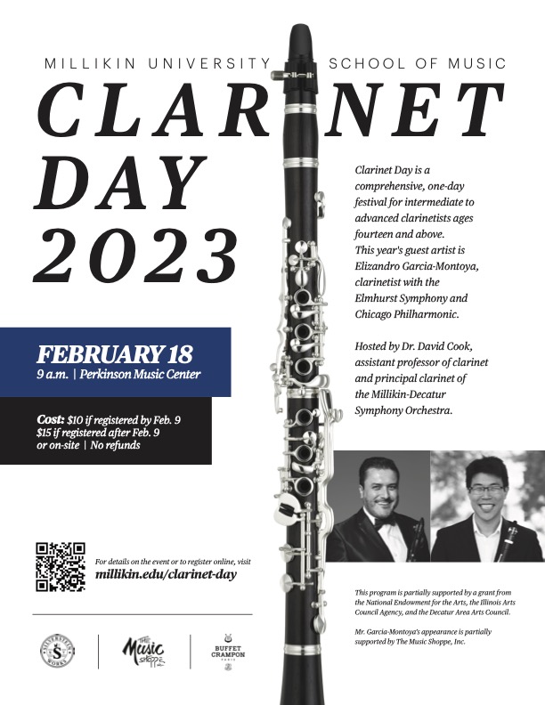 millikinclar's tweet photo. Registration is now available for Clarinet Day 2023! Visit  https://t.co/AmHU79oVZk to learn more and register #MakeItMillikin #millikinclarinet #clarinet #bassclarinet #ebclarinet #band #orchestra #chambermusic #music #musician #clarinetplayer #teaching #decatur #Illinois https://t.co/4JOCLDHQ0v