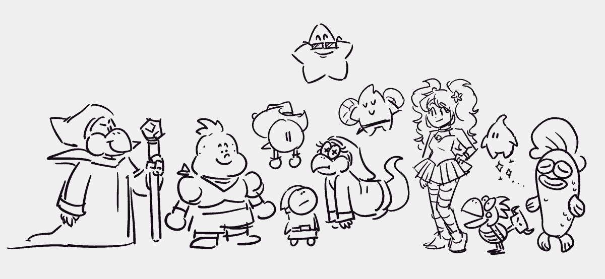 character lineup so far of the mario party ttrpg that @ProZD is running 