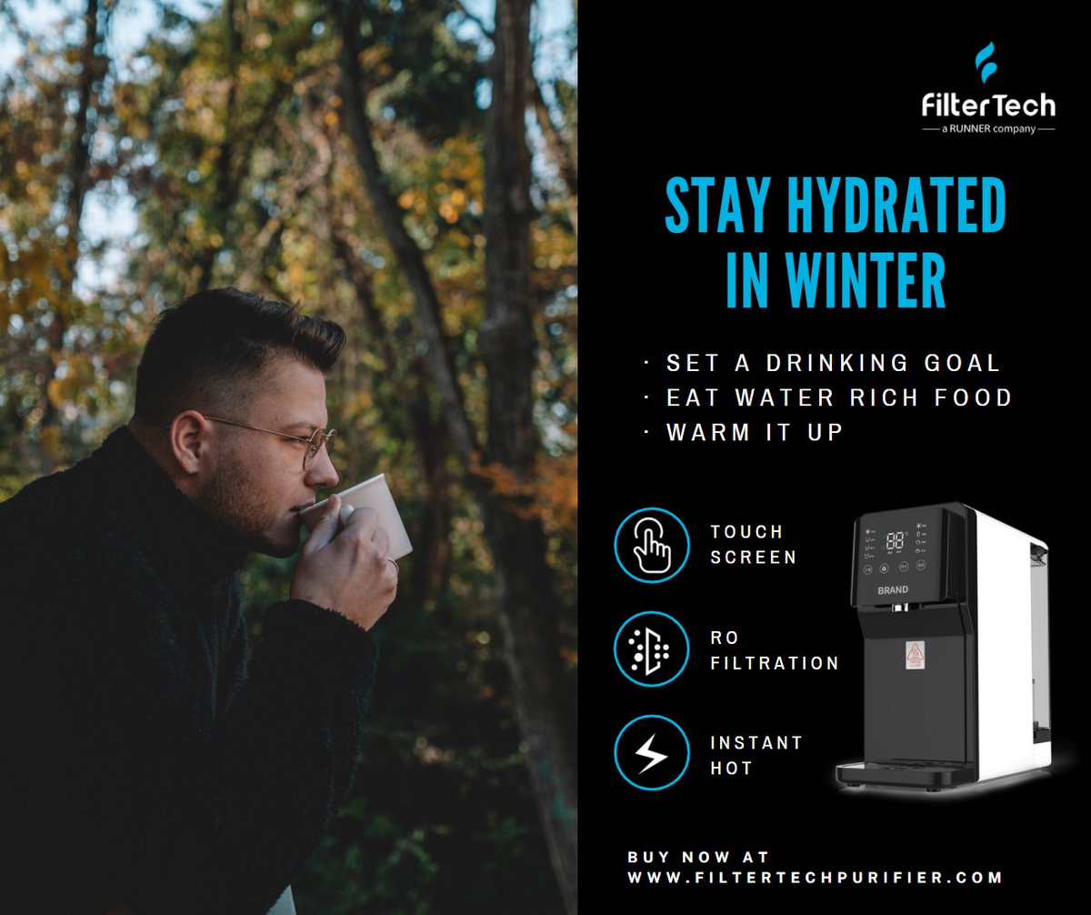 FilterTech_XM's tweet image. 🤔Did you know cold temperatures can reduce the body&apos;s thirst sensation by up to 40%? 
Refer to the tips below for staying hydrated in winter.
And start to collect heated #filteredwater for you hot beverage with @FilterTech ’s #waterdispenser🤩! 
🔍lnkd.in/gkXdK6XF