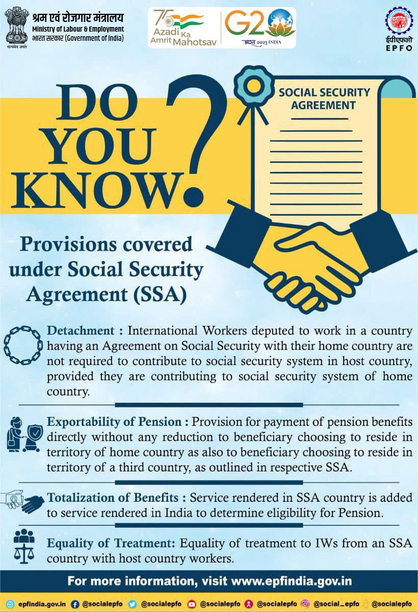 EPFO on Twitter "Provisions covered under Social Security Agreement