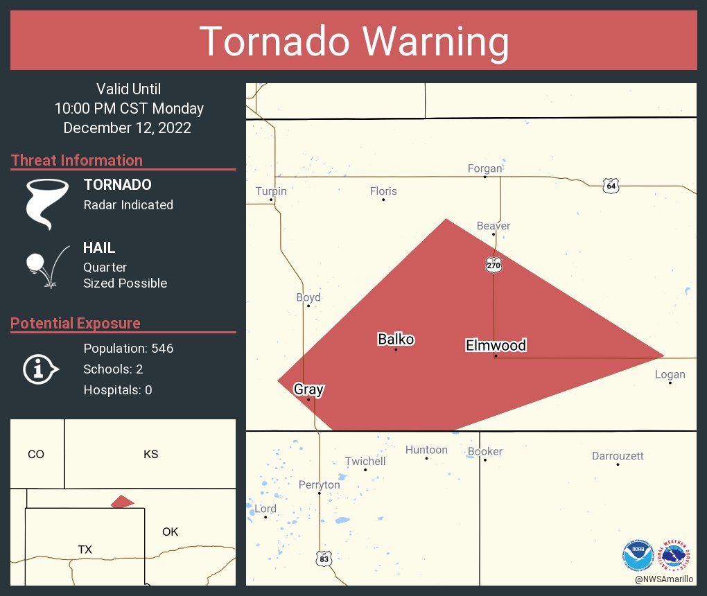 NWS Tornado on Twitter "Tornado Warning including Balko OK, Elmwood OK