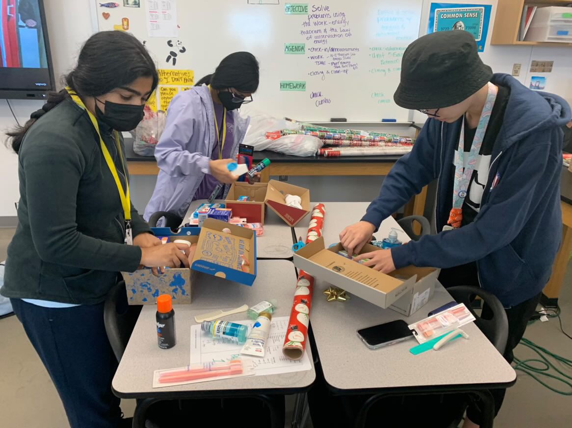 Interact Club packaged toiletry and care items in shoeboxes for underprivileged students within HISD in collaboration with <a href="/HISDPDCORE/">HISDPD C.O.R.E.</a> . They donated 201 shoeboxes!!