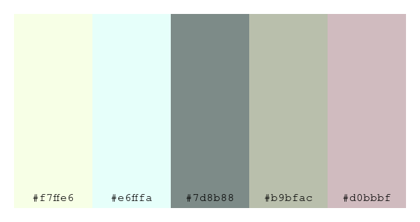 ColPaletteBot's tweet photo. Beep beep, here's a pretty color palette for you!
color-scheme.js parameters used:
- hue: 354
- variation: pale
- colors: #f7ffe6, #e6fffa, #7d8b88, #b9bfac, #d0bbbf
Have a lovely evening!
#twitterbot #colorpalette #colors #palette #prettycolors https://t.co/S0wNswijqN