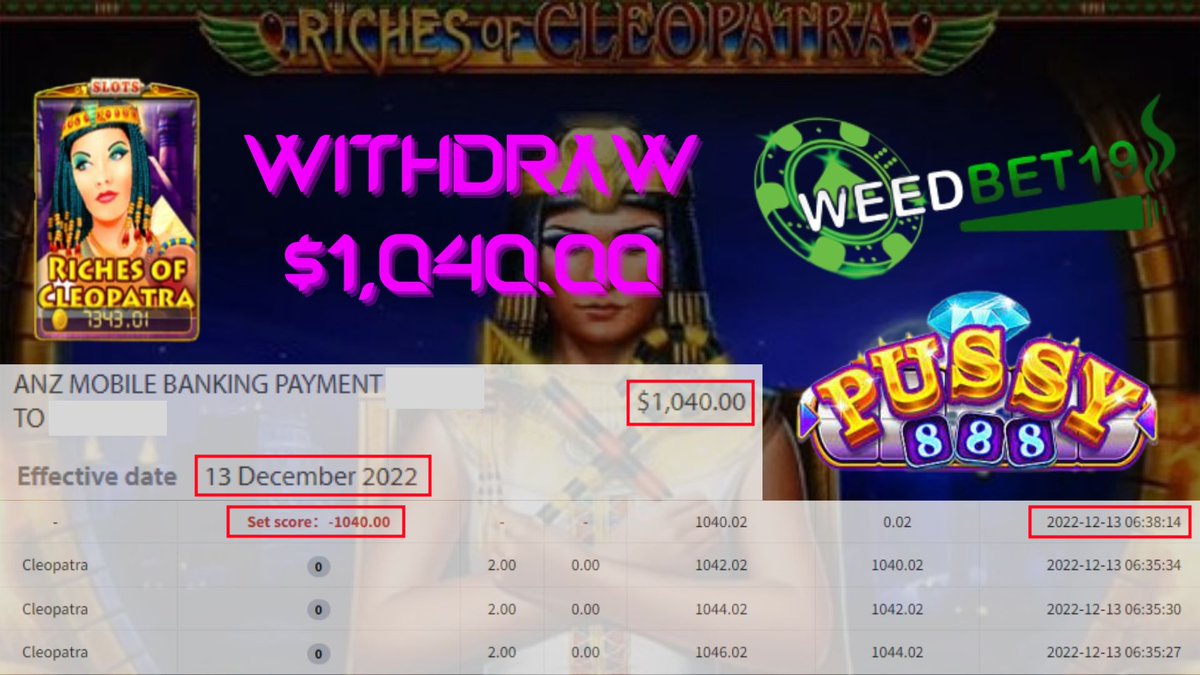 weedbet19's tweet photo. 🎉Congratulation To Weedbet19 Member Get Withdraw🎉

💨 Platform : Pussy888
💨 Game : Cleopatra
💨 Deposit : $80
💨 Withdraw : $1040

Join us now and become the next winner💓
WhatsApp CS1 : https://t.co/bORMXkwDaU https://t.co/MP1mRuohzw