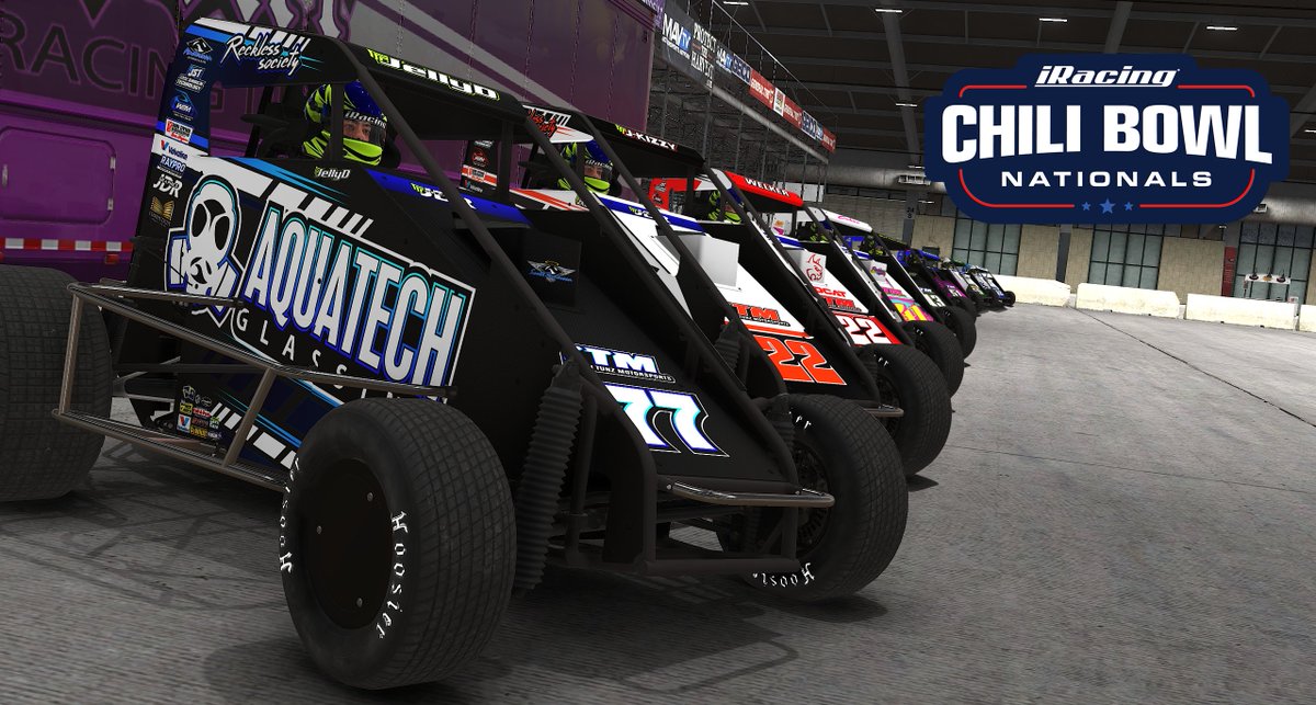 TreethTunz22's tweet photo. Introducing our @iRacing Chili Bowl Nationals Driver Lineup. The work has been put in. Now time to rip up the Expo Center!!!

13 - @LuckyDog_38
22 - @_joshkossek
22AZ - @CodyWelker
41 - @CabreChase
42 - @CarsonJBowers
51 - @DonovanStrauss
55 - @vicente_salas14
77 - @JDRGraphics https://t.co/cQSDXdd6F2