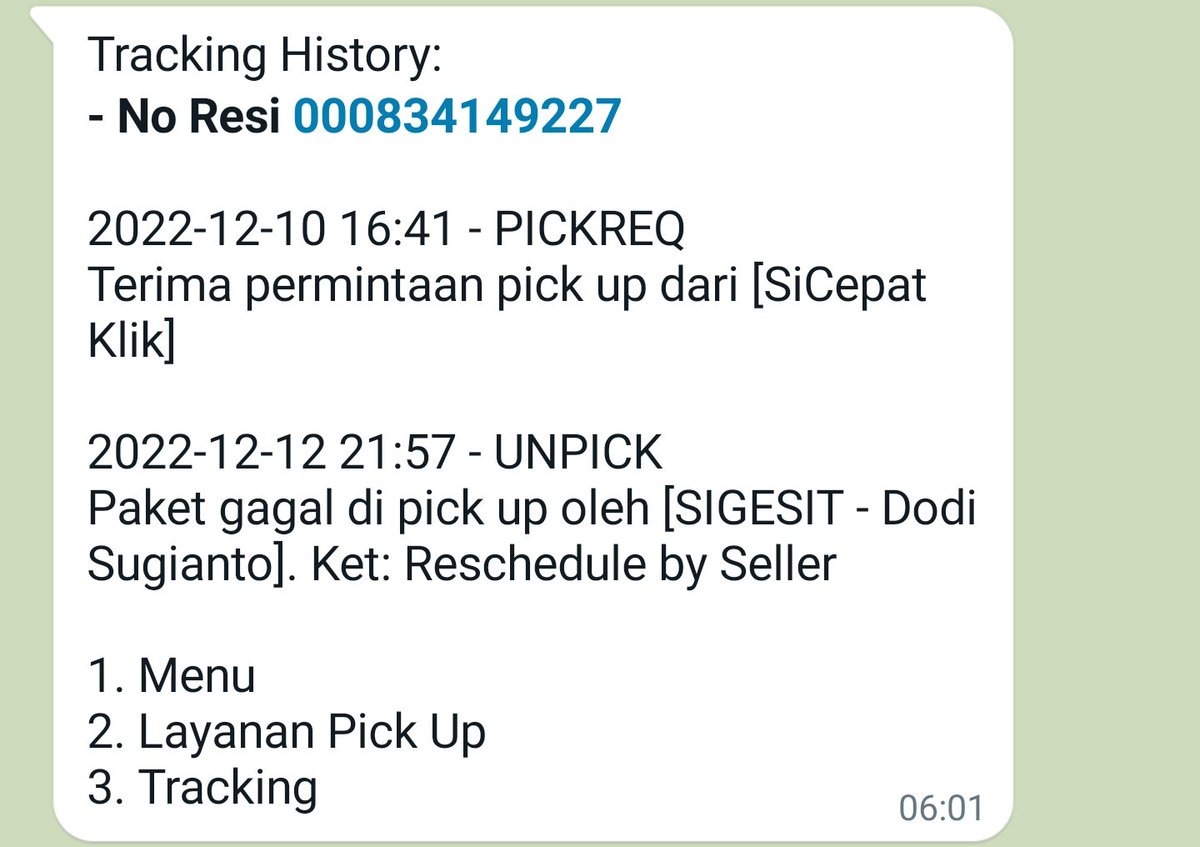 indahrp_'s tweet photo. @sicepat_ekspres Ini tau2 saya tracking number, kok dibilang "Reschedule by Seller" ya?

Ga ada yg hubungi saya di jam 21:57 kemarin loh untuk pick-up.. Ga ada yg pencet bel rumah saya SEMALAM ITU loh..

Kok statusnya bisa-bisa dibilang "Reschedule by Seller"???

Gimana ini? https://t.co/wZQ3arBwAU