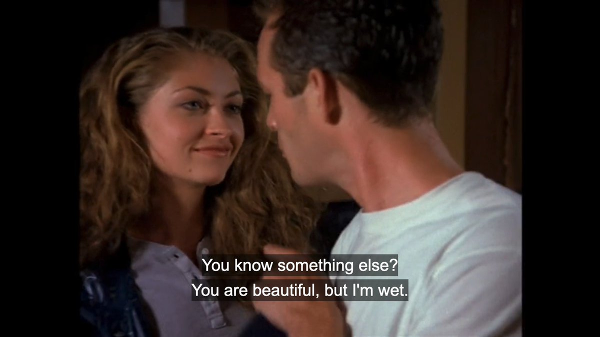 jordanstout's tweet photo. Seems we've seen the last of Dylan McKay, but not before Rebecca Gayheart came and left as his doomed newlywed bride. The pair moved through a ridiculous arc that saw her shot dead as he rode off into the sunset w/ a cat strapped to the back of his motorcycle. https://t.co/Km9vwW5ule