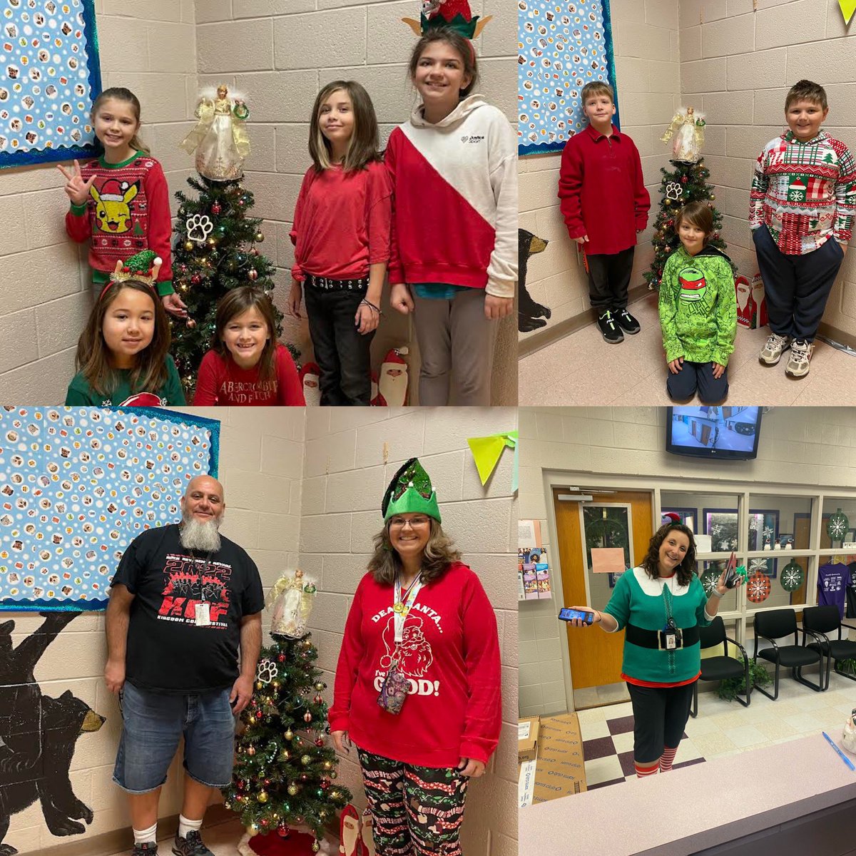 ses_cubs's tweet photo. Red, Green and ELF day was a bright and cheery way to kick off SPIRIT WEEK! Join us tomorrow for Holiday Hat day! #redgreenelf #bemerry #SISspiritweek https://t.co/Y0D1FeANWK