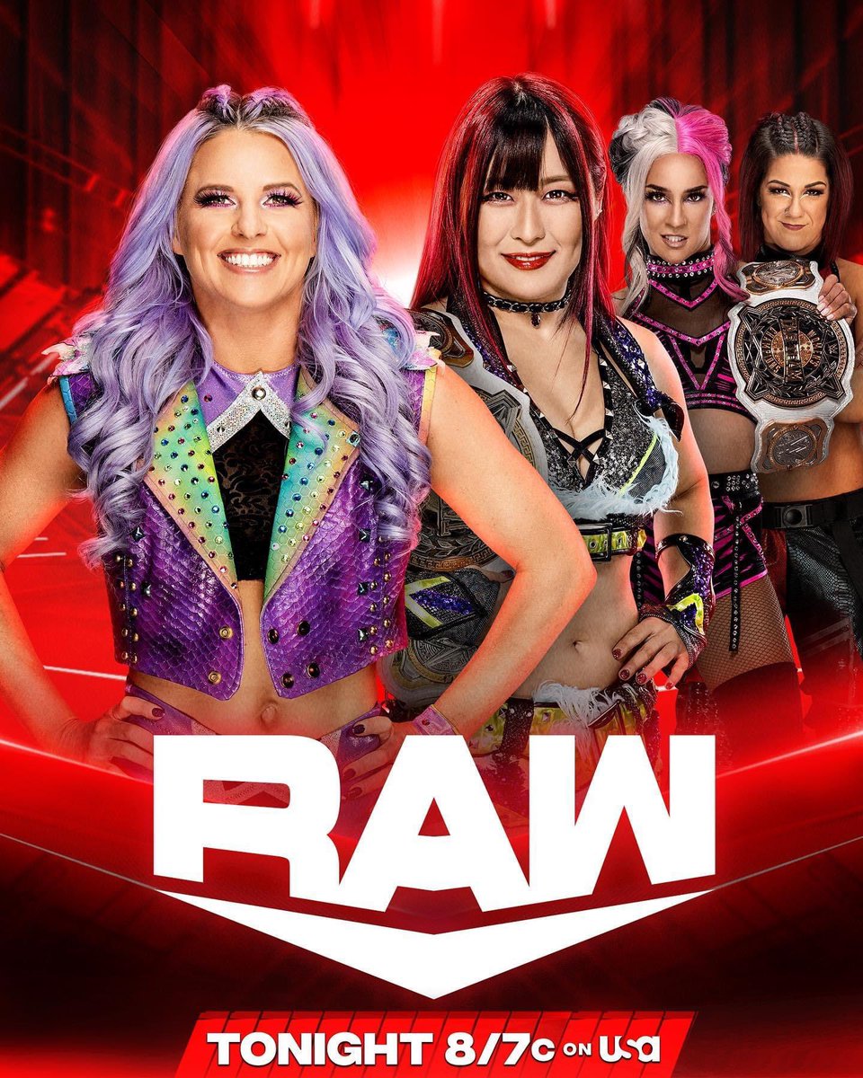 Thenandnowwres2's tweet photo. TONIGHT on #WWERaw:

🇺🇸 @wwerollins and @bobbylashley battle for a shot at the #USTitle!

🏆 @alexa_bliss_wwe_ and @itsmebayley fight for a shot at the #WWERaw Women’s Championship!

😤 @candicelerae vs. @iyo_sky!

📺 8/7c on @usa_network https://t.co/mJUCIw8eJi