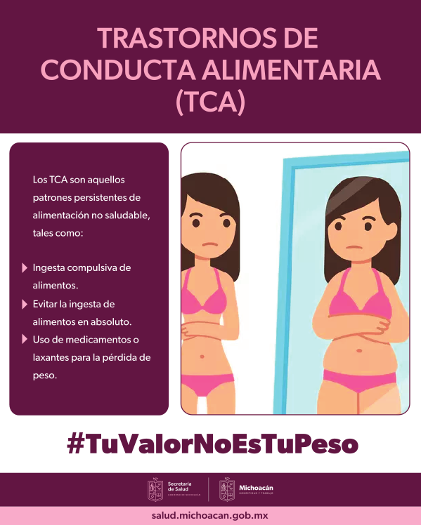 SSalud_Mich's tweet photo. 📢 Los trastornos de conducta alimentaria (TCA) son cambios no sanos en la ingesta de alimentos, sin embargo, deben ser tratados como una afectación a la salud mental.
👉🏼Tu valor no es tu peso.
#ayudatca #saludmental #mitostca #Saludentodaslastallas https://t.co/zp3EJLAdFq
