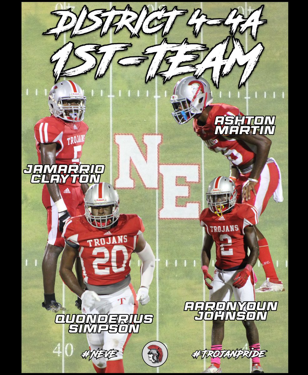 Congratulations to our District 4-4A First Team members! 

#TrojanPride #NEvE 🔴⚪️