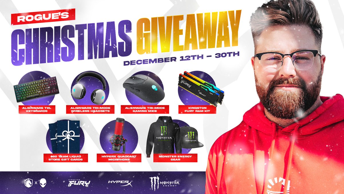 TTrebb's tweet photo. A Christmas Giveaway! ❄

Enter the giveaway here: https://t.co/ik0EqWB1Se

Thank you to @TeamLiquid, @Alienware, @MonsterGaming, @HyperX and @kingstontech for helping with the items! 🎁 https://t.co/fx8zBUUGua