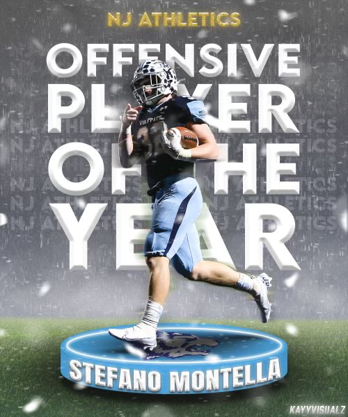 nj_athletics's tweet photo. With nearly 200 yards a game, Stefano Montella lead West Morris to an impressive 11-1 record as he piled up 2,503 rushing yards on the season. As the state leader in rushing yards, he also added 31 touchdowns to become our Offensive Player of the Year! https://t.co/oABmWKJkaP
