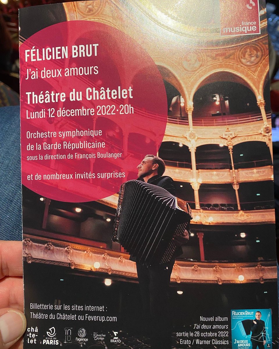 laurentarandel's tweet photo. Superbe concert au #theatreduchatelet avec #felicienbrut et l’orchestre de la #garderepublicaine, avec des surprises et de belles découvertes ! https://t.co/JlBk1EBm5l