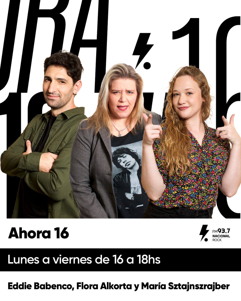 🎙️ AIRE 

Hasta las 18hs escuchá <a href="/ahora16nr/">Ahora 16</a> con <a href="/ebabenco/">Eddie Babenco</a> @FloraAlkorta y <a href="/mariasztajn/">María Sztajnszrajber</a>

📻 FM 93.7
💻 nacionalrock.com
📱 11 3939 8888