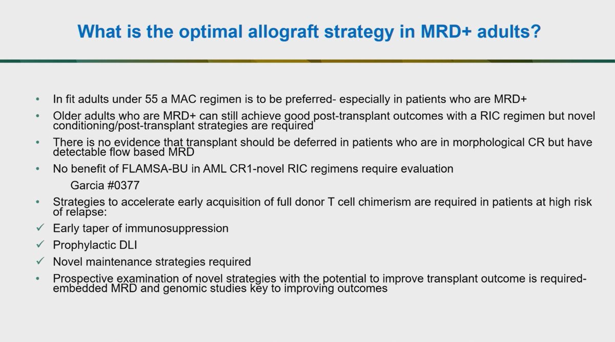 AML_Hub's tweet image. Congress | #ASH22 @charliecraddock Queen Elizabeth Hospital, Birmingham, delivers a fascinating talk on MRD in AML and how it can affect transplant decision-making. They highlight the impact of MRD positivity on conditioning regimens, stem cell source, and maintenance therapy.
