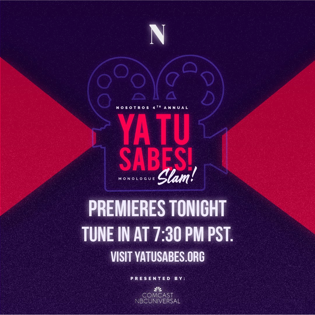 The day has finally come! Ya Tu Sabes Monologue Slam🤩@nbculaunch and @nbcuniversal 
We can’t wait for you to see the amazing work from these rising LatinX creatives. 
Stream TONIGHT at 7:30PM 
Link: yatusabes.org 
@edwardenriquezcohen and #oliveproductionsandpublicity