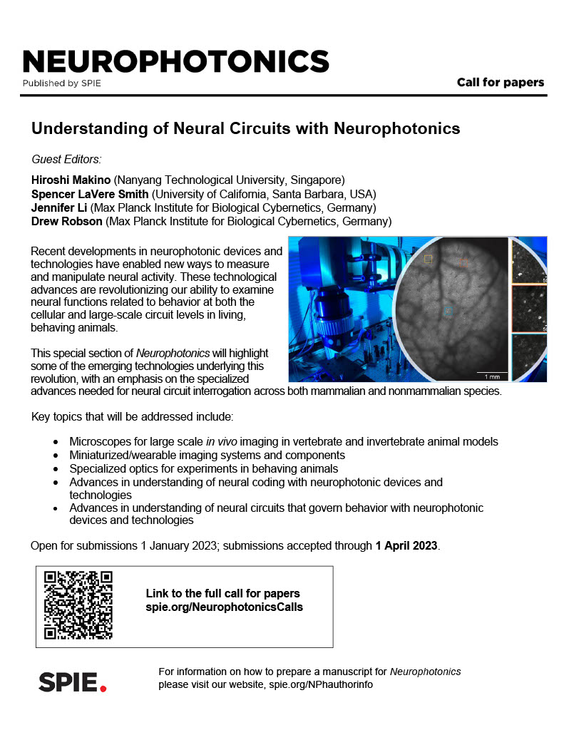 Call for papers for a special section on Understanding of Neural Circuits with Neurophotonics is open now! Guest editors include nemonic's own Spencer Smith 
<a href="/Labrigger/">Spencer LaVere Smith</a> spiedigitallibrary.org/journals/neuro…