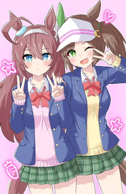プリクラを撮る逃げ切りJKコンビskebリクエストありがとうございました#ウマ娘 