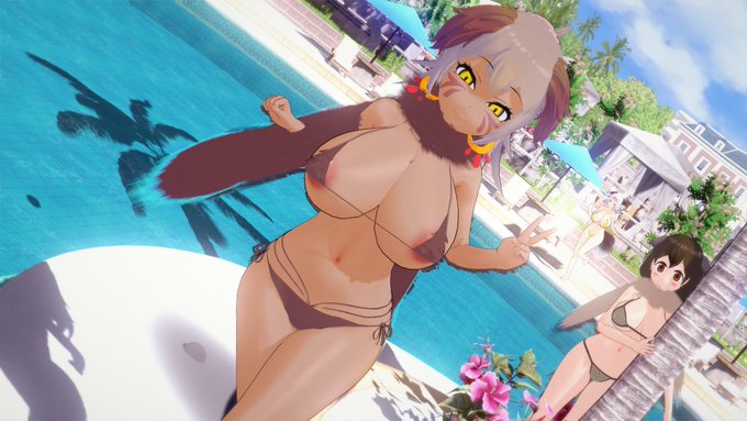 プールに来たジャイアントモアさん💦 