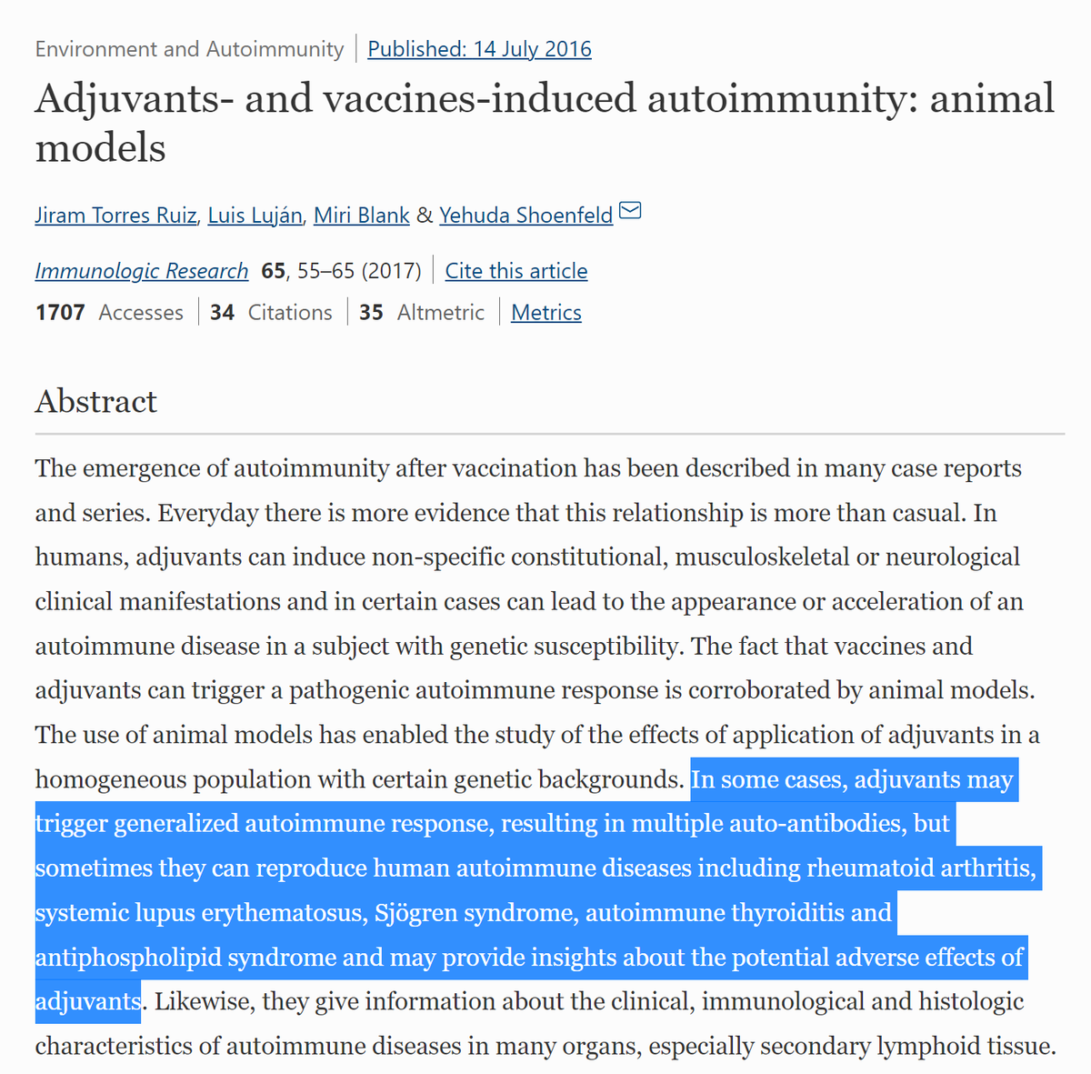 Perpetualmaniac's tweet photo. Did you know that the vaccine adjuvants are commonly used by medical researchers to induce auto-immunity in mice for disease models? It's the same adjuvant injected into babies and you.

And Big Pharma has 100% liability protection from it since 1986. https://t.co/bLjBIRSPik