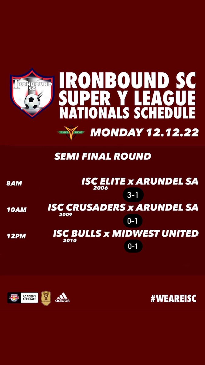 IronboundSC's tweet image. Great work today by our 3 Ironbound SC teams in the semi finals of the 2022 @SuperYLeague Nationals in Tampa, FL. with our 2006 Elite advancing to the finals tomorrow!⚽️🏆
#WEAREISC 
#WEWANTTHECUP🏆