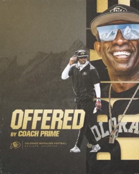 After an amazing conversation with @CoachHartJSU, I am extremely blessed and humble to receive an offer from The University of Colorado!! #GoBuffs <a href="/DeionSanders/">COACH PRIME</a> <a href="/CoachNickWill/">Nick Williams</a> <a href="/SinqueTurner/">Coach Turner</a> <a href="/Levi_bradley312/">Levi bradley</a> <a href="/AllenTrieu/">Allen Trieu</a> @SWiltfong247 @Rivals_Clint <a href="/EDGYTIM/">Timothy “EDGYTIM” OHalloran</a>