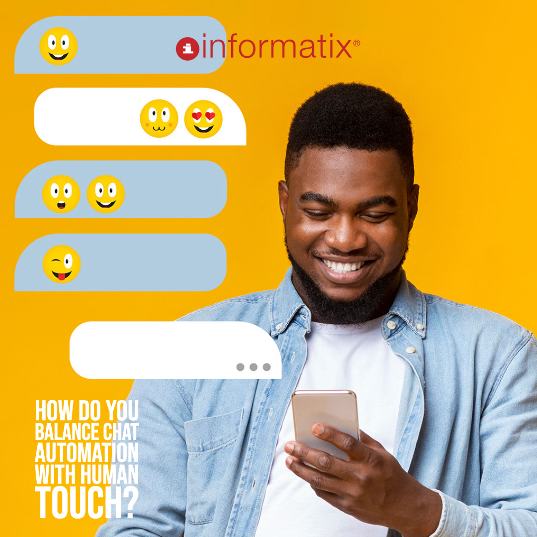 informatix's tweet photo. When it comes to balancing AI automation with human touch, BOTs act as a virtual assistant for your customers. BOTs can perform and complete simple tasks.
.
Check it out > https://t.co/ekcuH9sA4F
.
#CRM #digitaltransformation #bots #livechat #informatix https://t.co/61ykyGZEQH