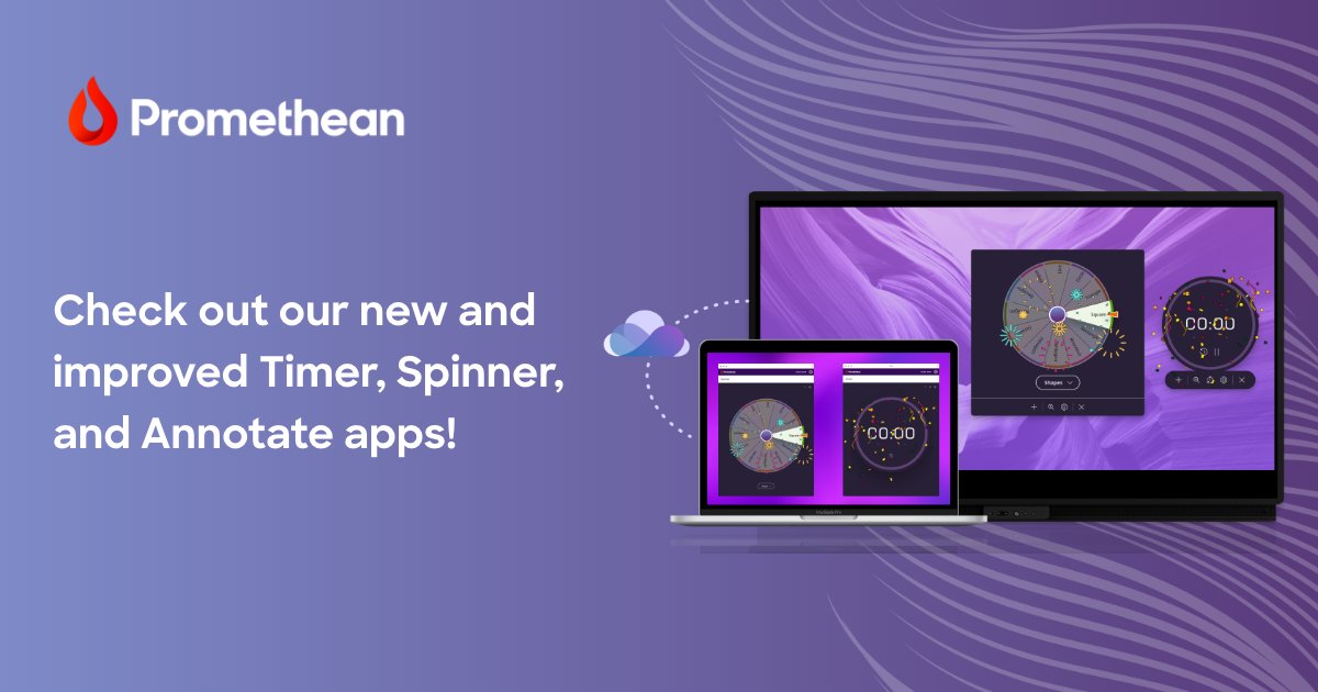 Promethean has taken some of your favorite apps and made them better. Learn more about the enhanced Spinner, Timer, and Annotate here: 😁 - bit.ly/3hdSraR