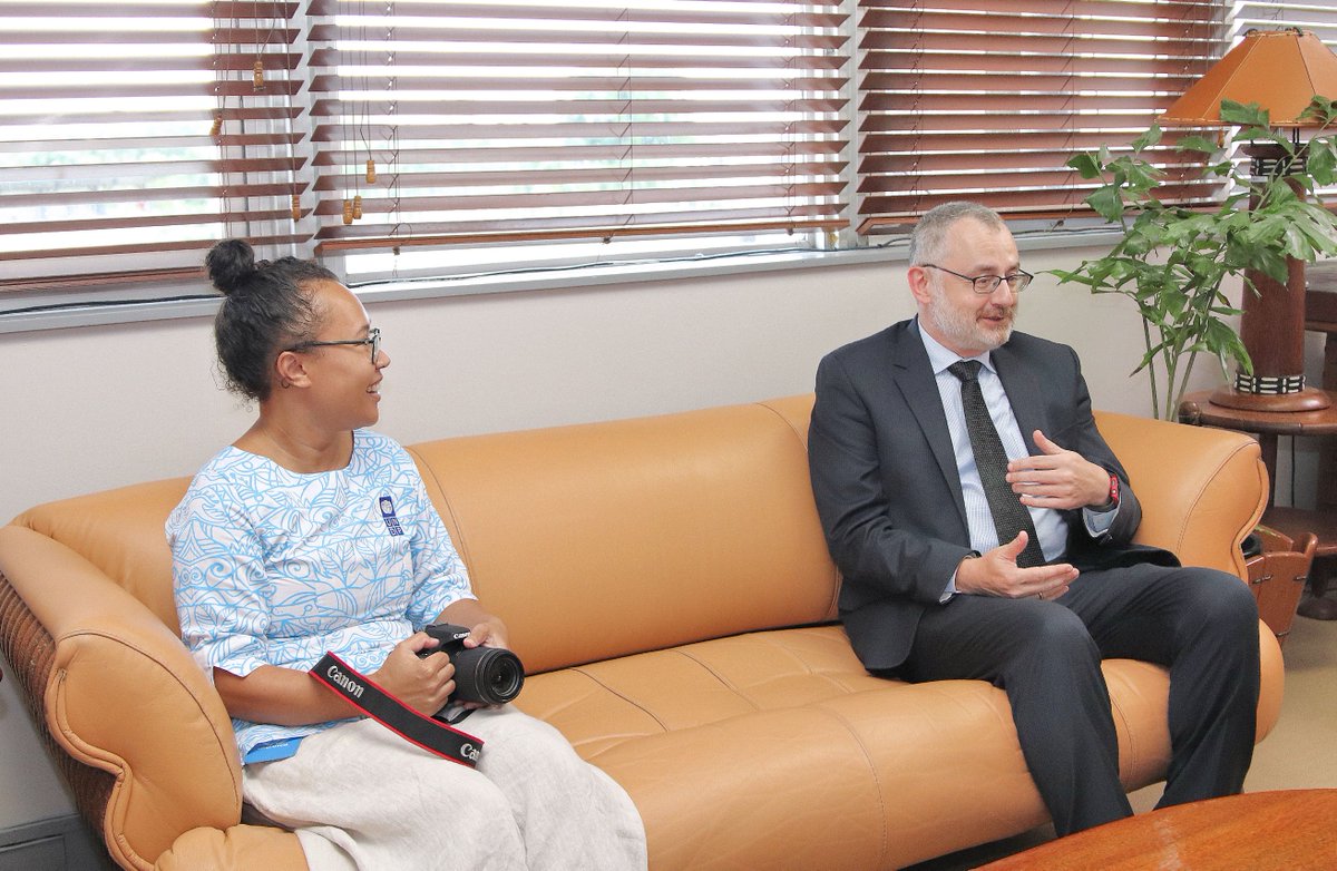 Fiji_MFAET's tweet photo. .@UNDP_Pacific Resident Representative Mr. Levan Bouadze @BouadzeL paid a farewell courtesy call to the Permanent Secretary @fiji_opm and @Fiji_MOFA @Yogesh_JKaran. On behalf of @FijianGovt @Yogesh_JKaran thanked @BouadzeL for his great commitment and service to the #Pacific.🙏 https://t.co/PpykeFRxP3