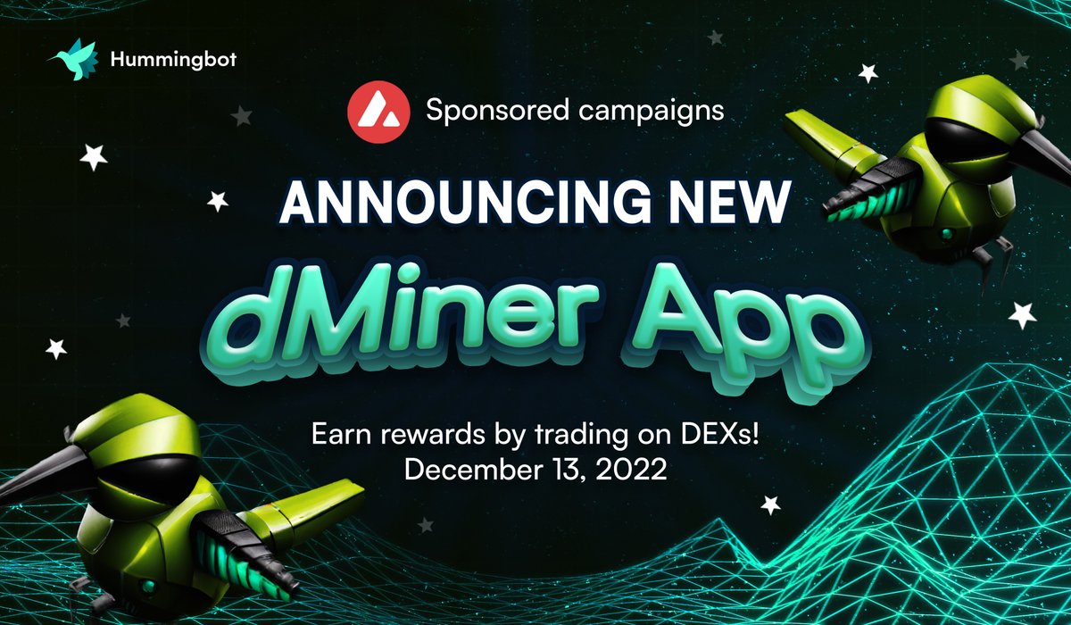 _hummingbot's tweet image. 🚀 dMiner is LIVE

If you like DeFi, check our new platform!
We’re thrilled to announce the app is now available with two @avalancheavax sponsored campaigns on @pangolindex and @traderjoe_xyz!

Learn more 👉 dminer-intro.hummingbot.io
dMiner app 👉 dminer.hummingbot.io
