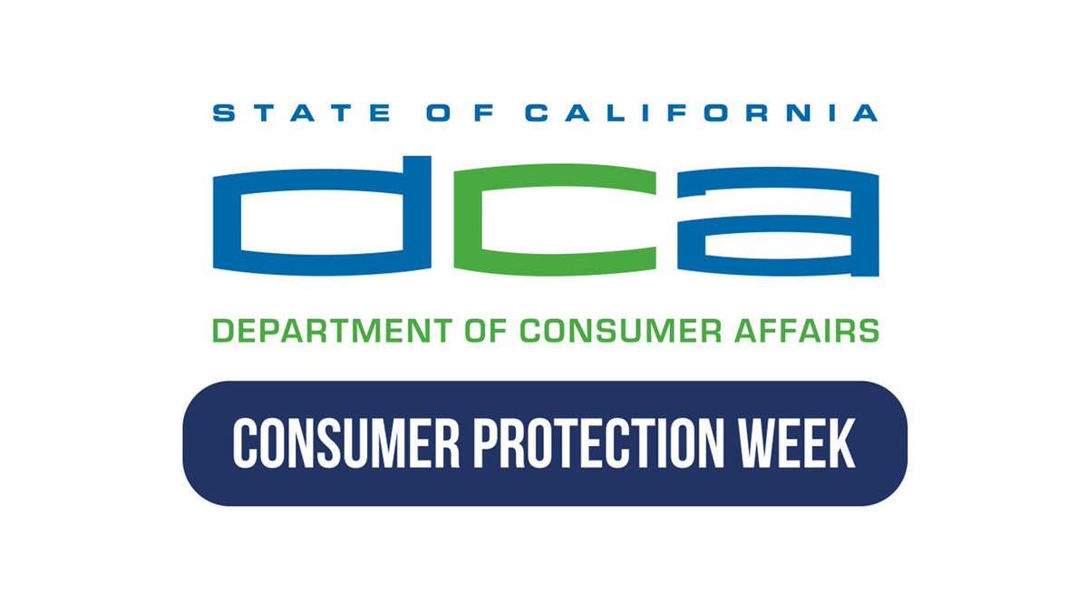 Tune in today at 12 noon to the Department of Consumer Affairs' Consumer Protection Week webinar! Representatives from @DCAnews and @MedBoardOfCA will share tips and info to help make you an empowered consumer 24/7/365! #ConsumerProtection365