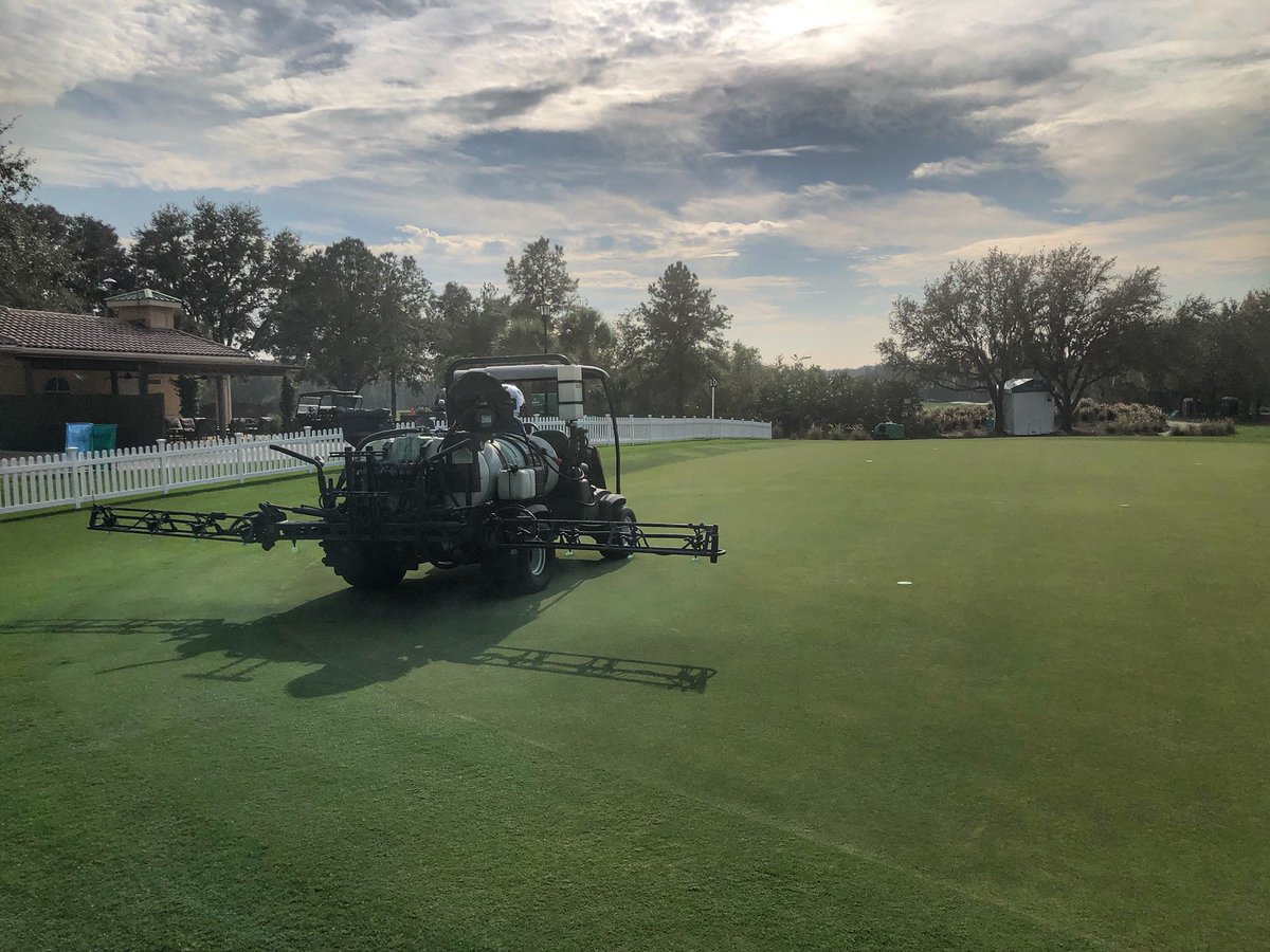 Joshua_E_Kelley's tweet photo. Monday of tournament week is in the books. A great day with little stress. Last spray on greens with some @FloratineFoliar fertilizer and @SyngentaTurf fungicide and PGR. Cloudy day cleared up to a nice afternoon. #GolfCourseSuperintendent https://t.co/NpxJmD9IPX