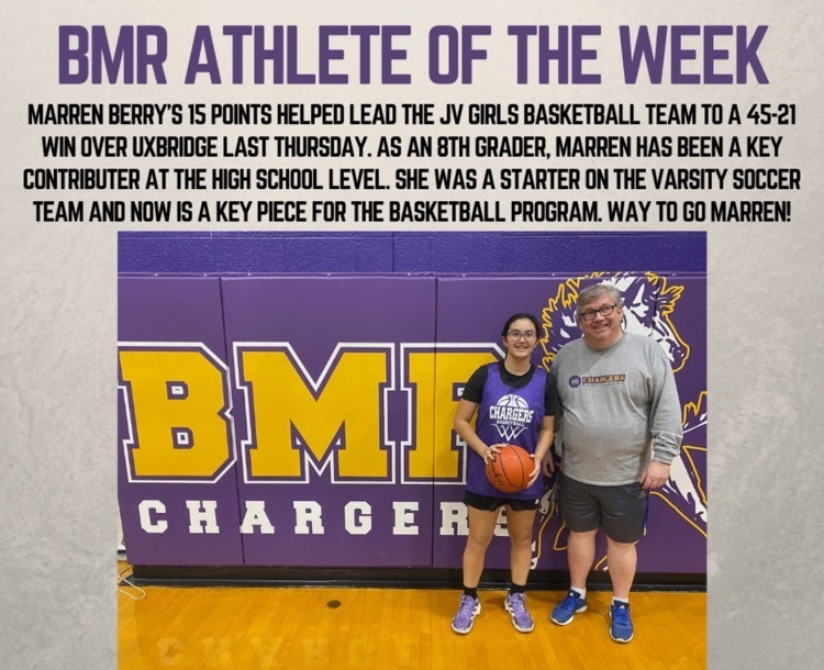 Congratulations to Marren Berry our BMRHS Athlete of the Week! We are so proud of you, Marren! 🫶🏻💜💛