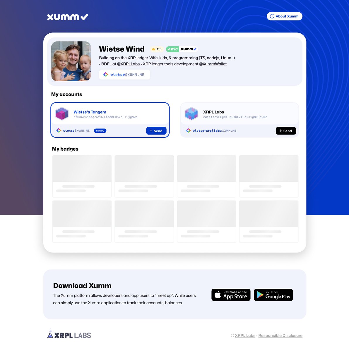 Xumm Pro (Beta) users can opt in for Early Access. 

Those who did will receive a message in a few weeks to start testing the new Xumm Profiles feature.

Profile Beta allows you to configure your slug, name &amp; avatar, profile page for other Xumm users.

+ PayString: you$xumm.me