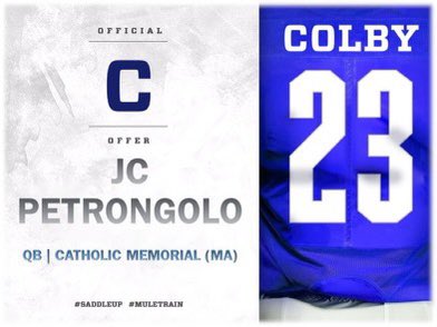 JC Petrongolo (@jcpetrongolo) on Twitter photo After a great conversation with <a href="/CoachKasabian/">Brent Kasabian</a> I am thrilled to receive an offer from Colby College! After a great conversation with <a href="/CoachKasabian/">Brent Kasabian</a> I am thrilled to receive an offer from Colby College!