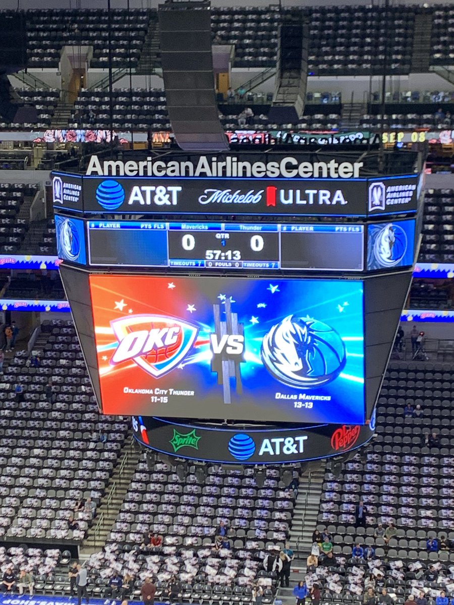 hartact9185's tweet photo. Game 1 of a 3 game home stand @dallasmavs vs @okcthunder hope for a win #MFFL https://t.co/vdHr6zctqq