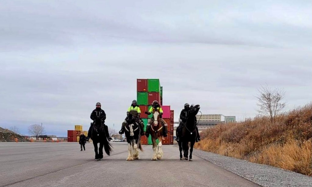 @Mobili6600 Des coureurs nus la semaine dernière, des chevaux policiers cette semaine...ouf! Il s'en passe des choses sur ce terrain-là!😅 Bien hâte de voir quelle sera la prochaine aventure chez #RayMontLogistiques!🙃 #Hochelaga #Montréal #ZAD