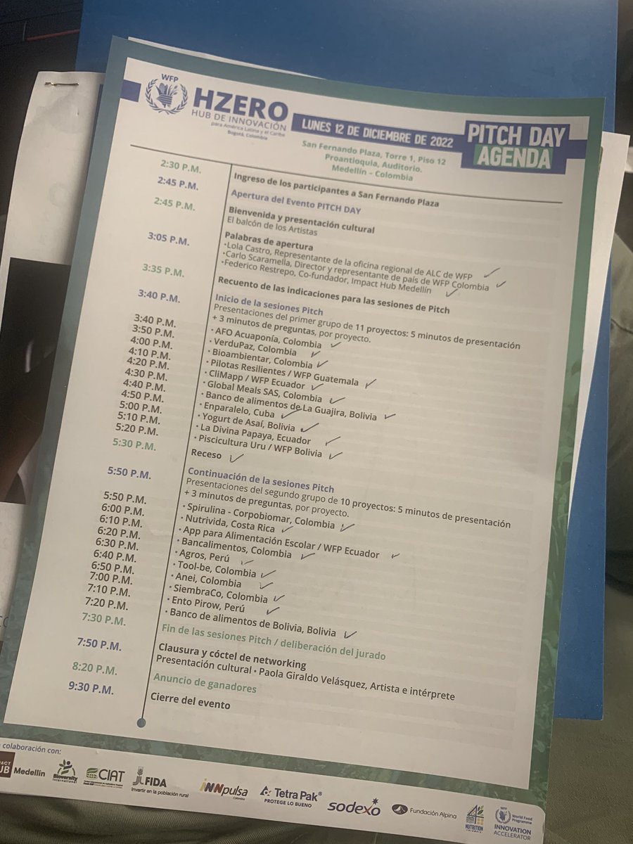 CamiloMontes's tweet photo. Hoy tuve el gran privilegio de escuchar 21 finalistas del #HZERO #I4N de @WFP_Colombia 

Intensa agenda en el PitchDay donde nos llevamos de optimismo y entusiasmo de emprendedores de 7 países. https://t.co/hJ6sLLWfAJ