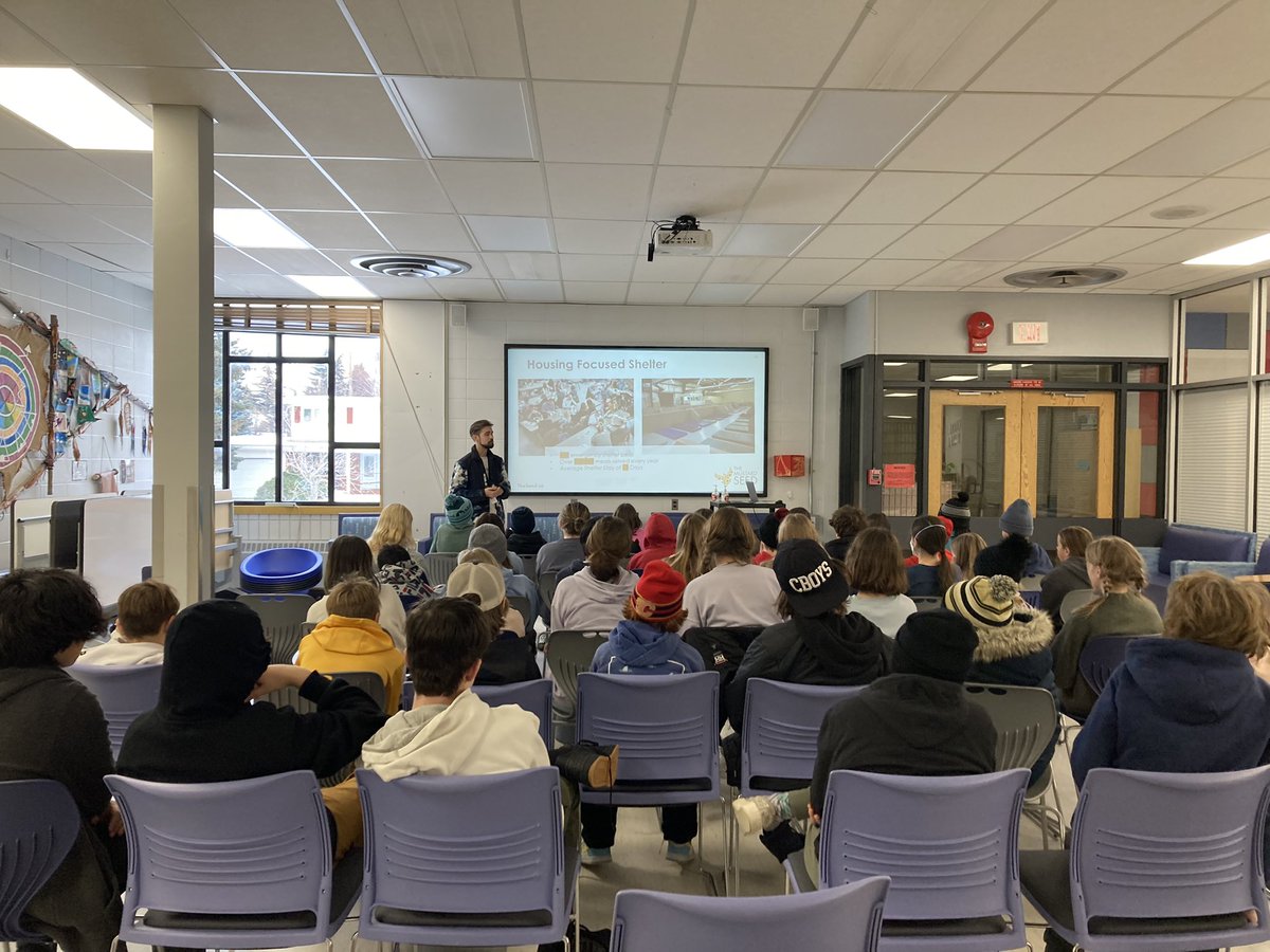 Thank you to Caleb Brown from Calgary’s <a href="/mustardseedcan/">The Mustard Seed</a> for speaking to our grade 6 and 7 students this week about the important work they do in our city for people experiencing homelessness. #peacefestival <a href="/connectcharter/">Connect Charter</a>