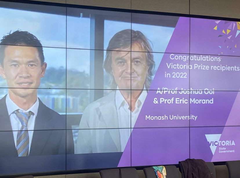 ⁦<a href="/Monash_FMNHS/">Monash Medicine, Nursing and Health Sciences</a>⁩ ⁦<a href="/EricFMorand/">Eric Morand</a>⁩  proud day for Monash Research ⁦<a href="/veskiorg/">veski</a>⁩ recognising innovation determination creativity and enterprise. Congratulations Josh and Eric