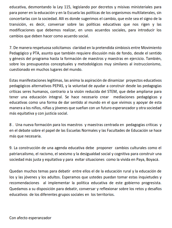 mseeducacion's tweet photo. Carta dirigida al @Mineducacion Dr. @agaviriau  y al Viceministro  Dr. @hbayonar con inquietudes y recomendaciones que surgen desde las distintas mesas regionales de la @mseeducacion Les invitamos a su lectura y difusión. https://t.co/eBE4zcAKmp
