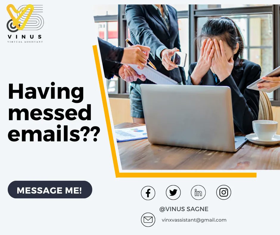 vinus_sagne's tweet image. Are you feeling overwhelmed with all the emails 📩that are flooding your inbox📥? Don&apos;t have enough time to manage it? Or are you too tired of trying to control it?
Worry no more😟❌! Contact📞 me today to learn more about how I can help you.

#emailhandling #emailmanagement